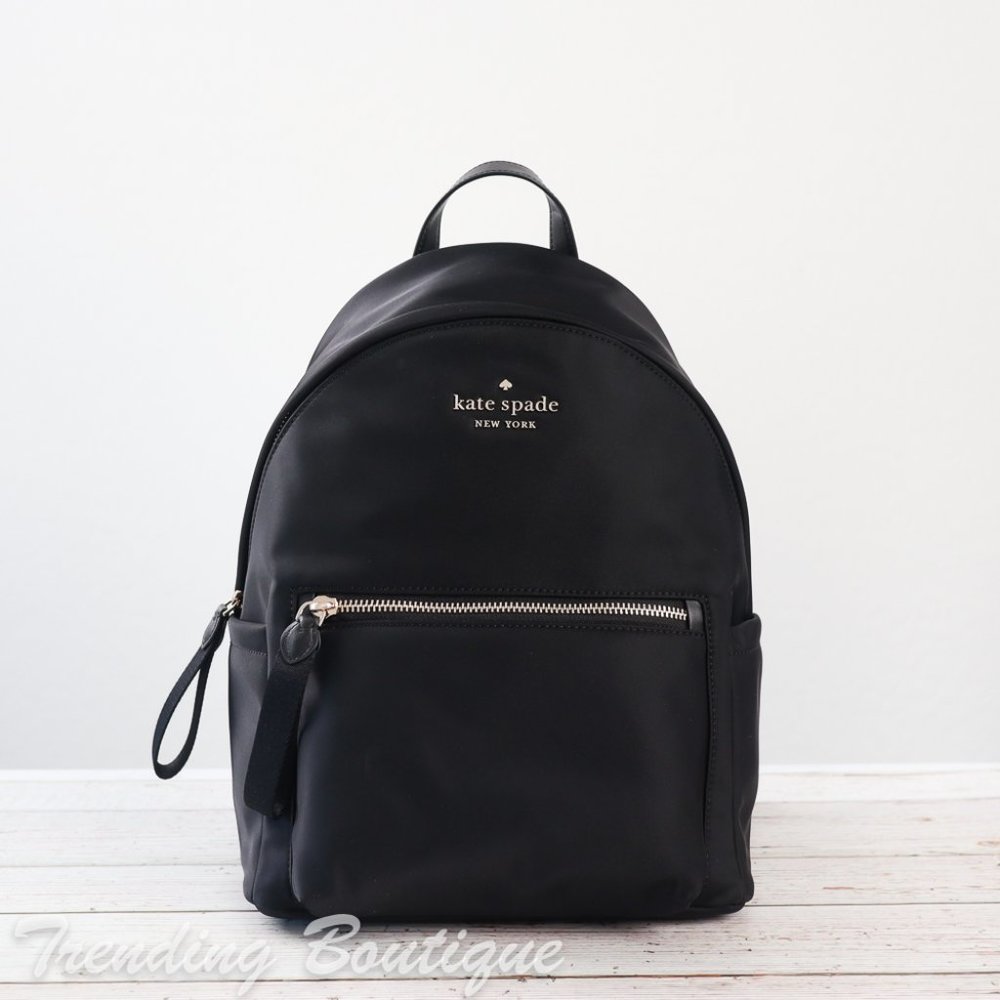 NWT Kate Spade New York Chelsea Medium Nylon Backpack in Black - Picture 3 of 11